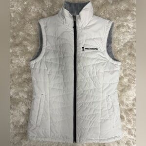 Women’s White Quilted Reversible Gray Vest with pockets and zipper -Like New -Sm